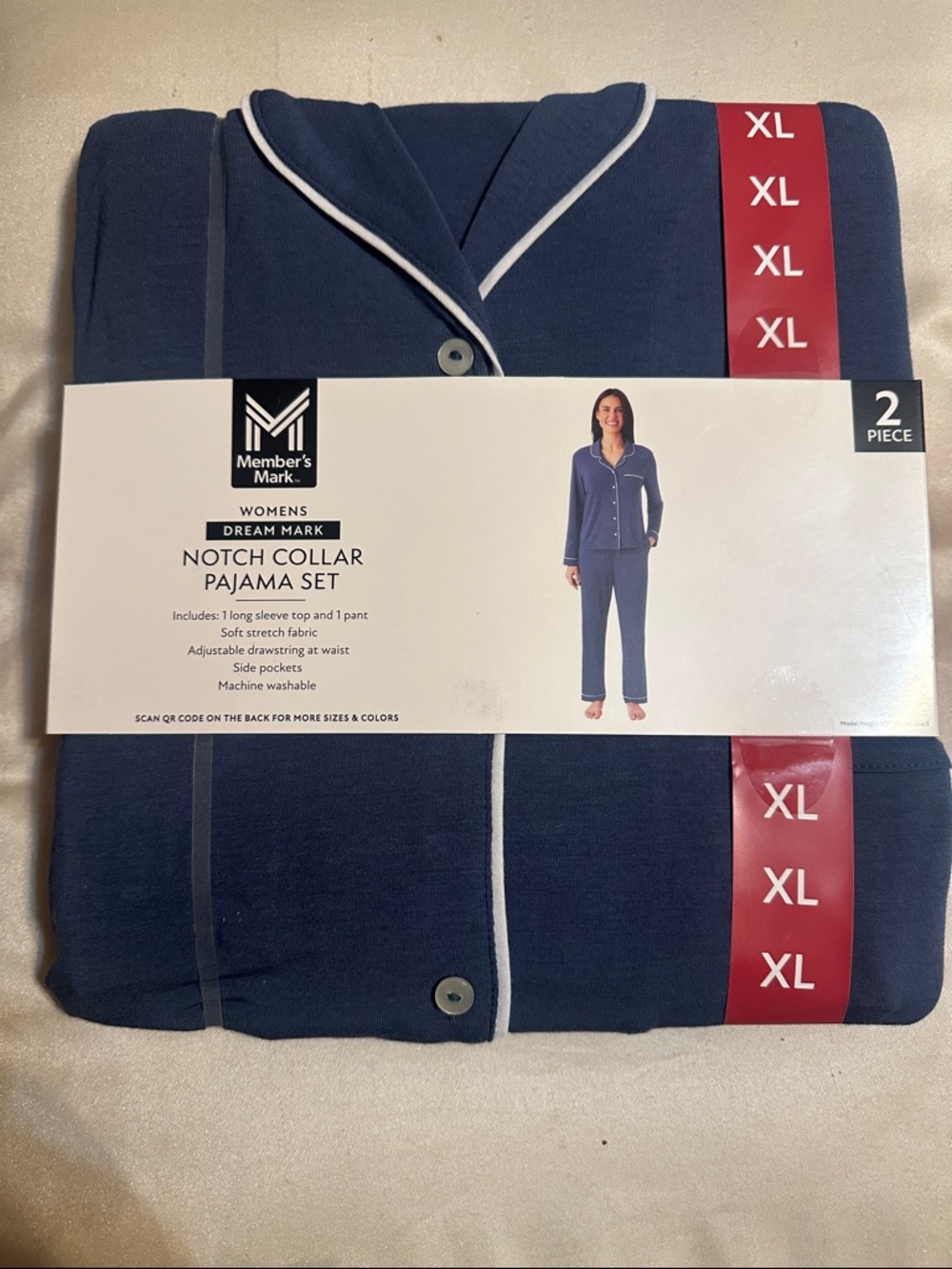Member's Mark Women's Navy Notch Collar Pajama Set